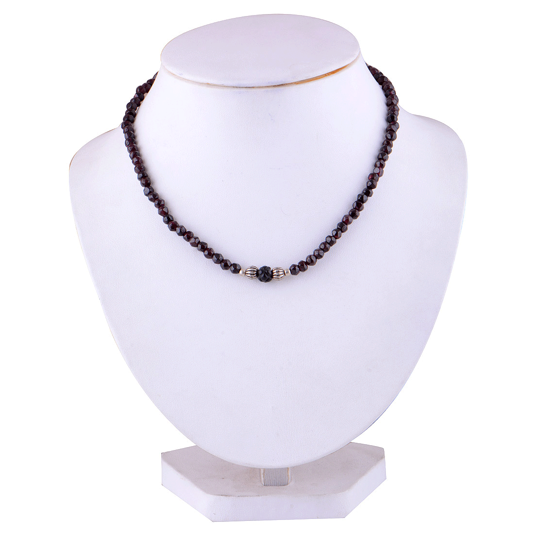 925 Sterling Silver Garnet Plain Gemstone Strings Necklace - R5900032-5