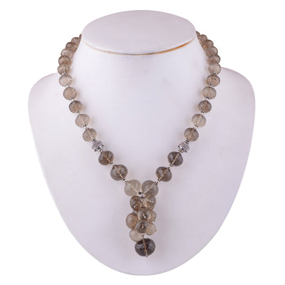 925 Sterling Silver Lemon Quartz Plain Gemstone Strings Necklace - R5700034-24