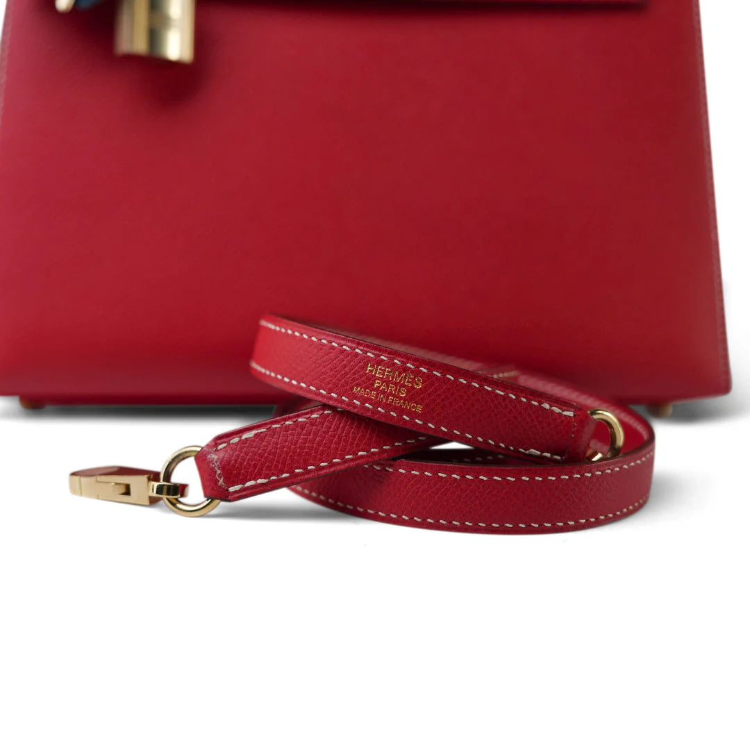 Hermès Kelly Sellier 25 – Bi-Color Rouge Casaque / Bleu Thalassa Epsom - Zeuskicks