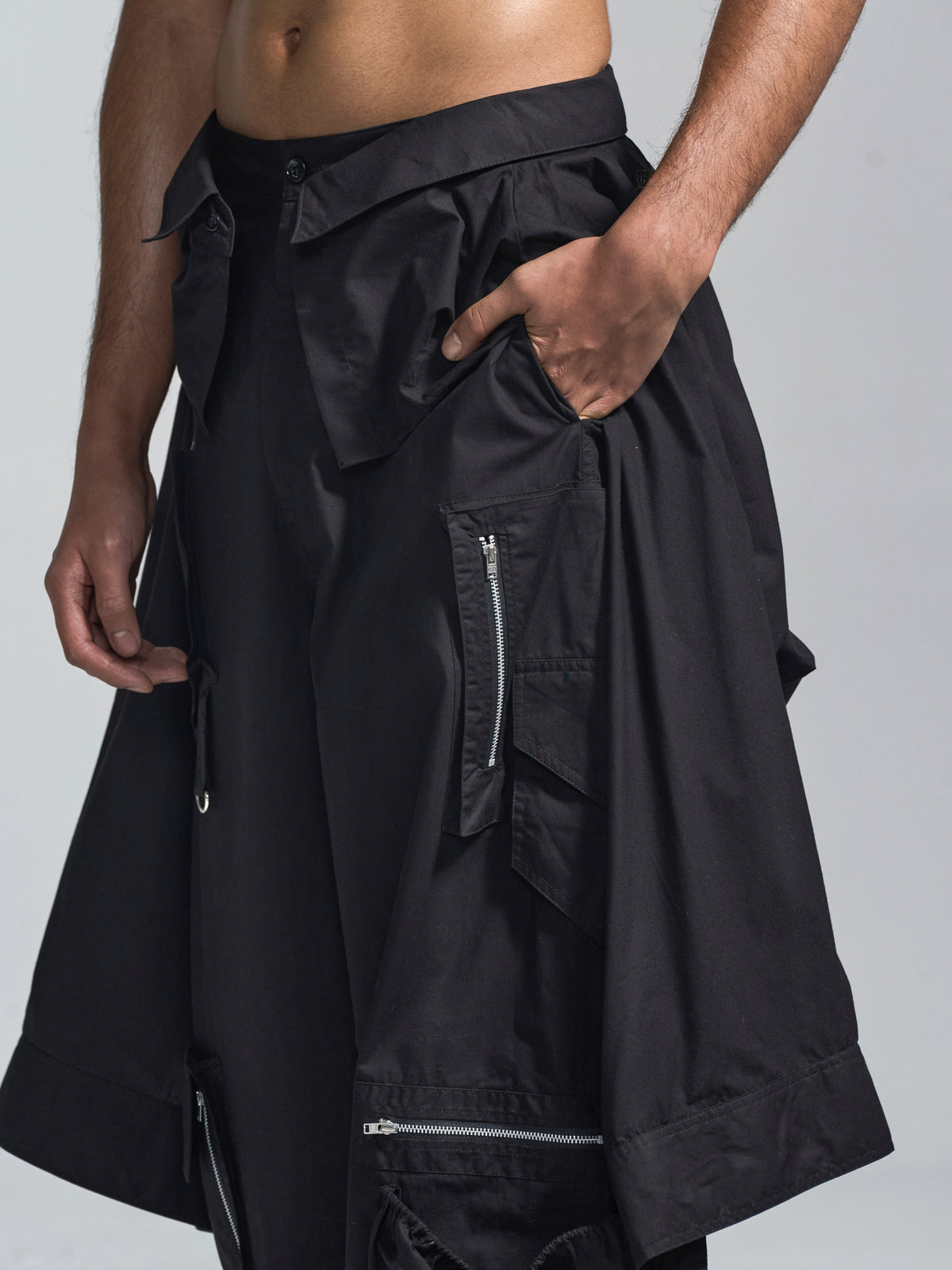 Cargo pants with deconstructed shirt - Black by HUEMN
