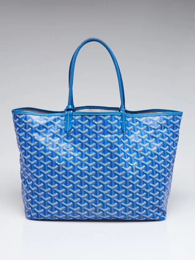 Goyard Tote Bag — Light Blue Chevron Coated Canvas