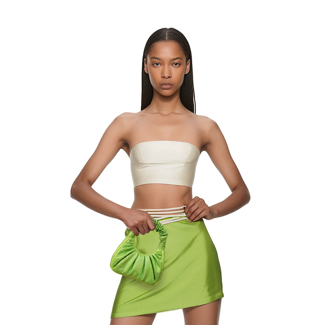 JW PEI Gabbi Artificial Crystal Medium Ruched Hobo Handbag - Green by JW PEI