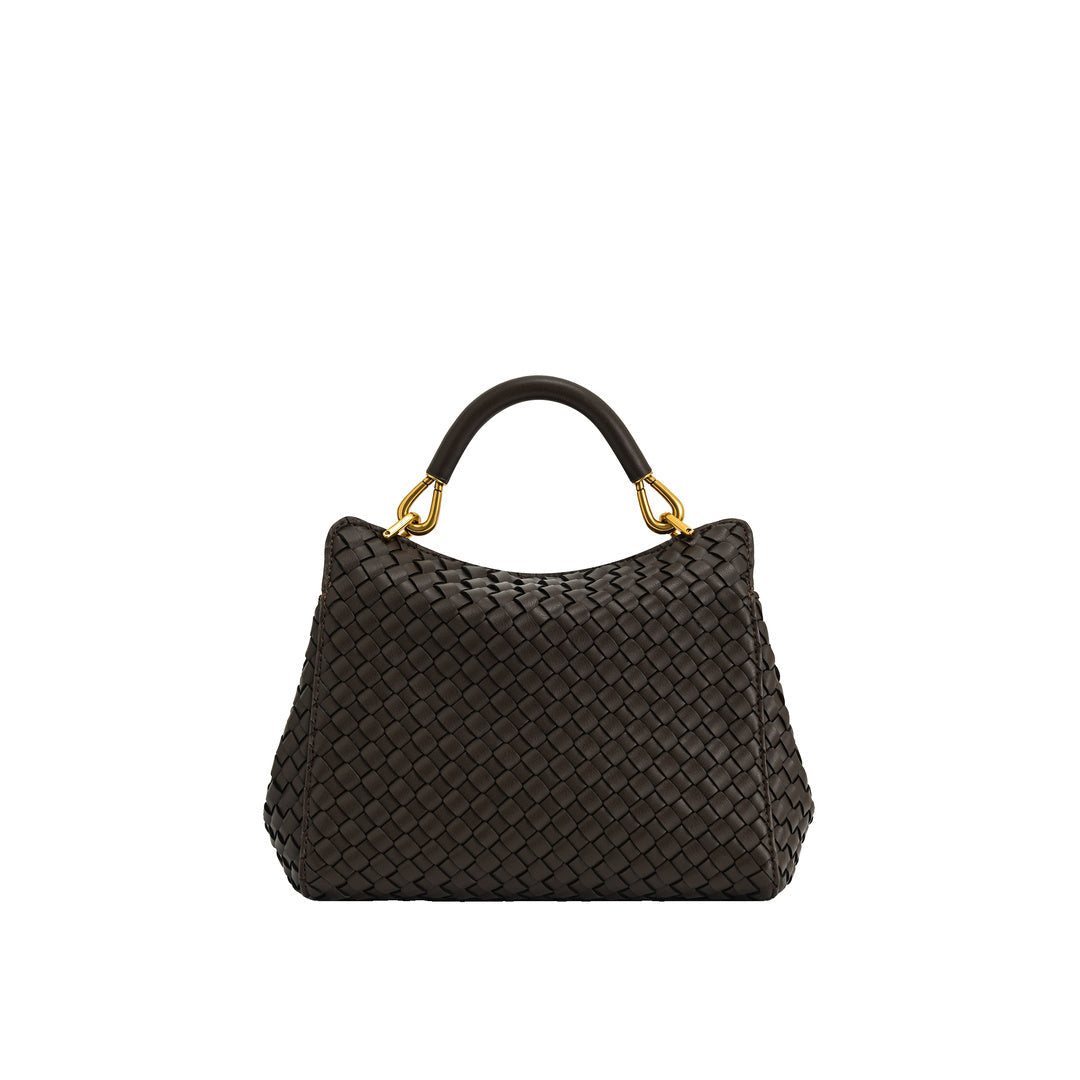 JW PEI Lucia Classic Top Handle Woven Bag - Dark Brown by JW PEI
