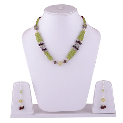 925 Sterling Silver Peridot, Garnet, Lemon Topaz, Smoky Topaz Jewellery Set - R5000115-4