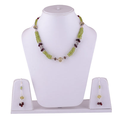 925 Sterling Silver Peridot, Garnet, Lemon Topaz, Smoky Topaz Jewellery Set - R5000115-5