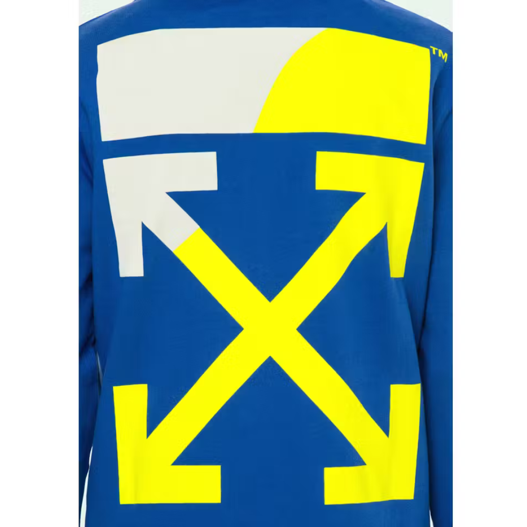 OFF WHITE DIAGONAL SPLIT LOGO HOODIE BLUE by Off White
