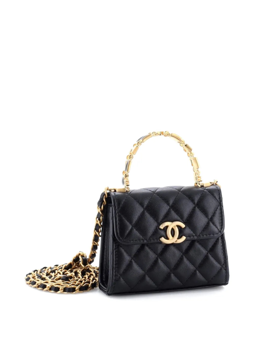 Chanel Coco Enamel Top Handle Flap – Black Quilted Lambskin Small Satchel
