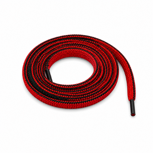 Red & Black Woven Rope Shoelaces | Premium Round Sneaker Laces by KNOTTY by KNOTTY