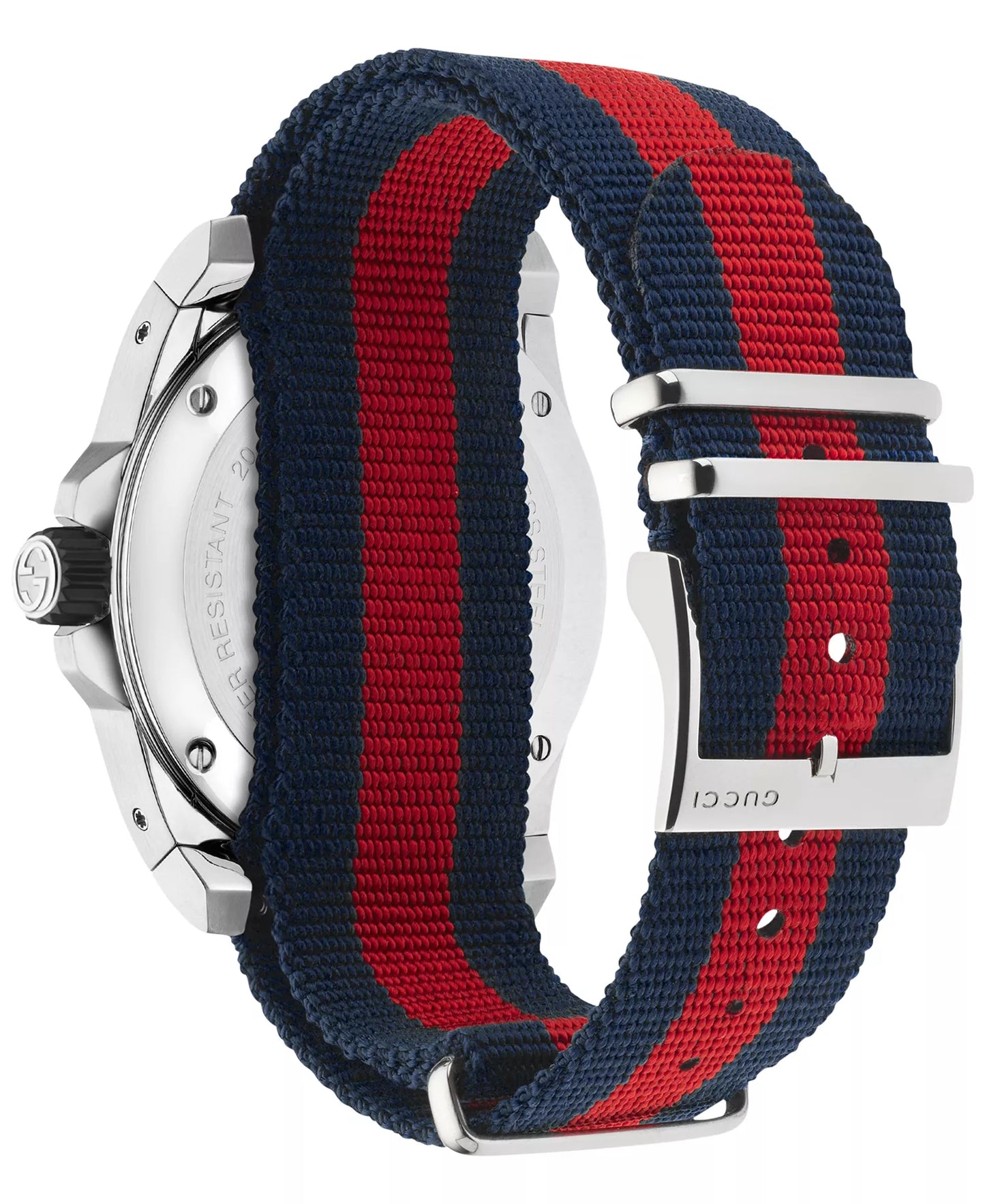 Men’s Gucci YA136210 Dive Quartz Black Dial Multicolored Textile Strap Watch
