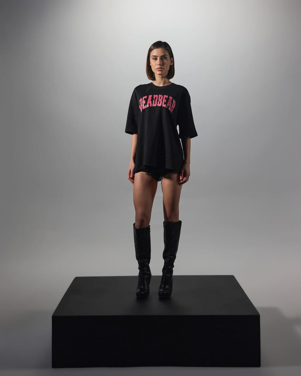 Distressed Black Tee by DEADBEAR
