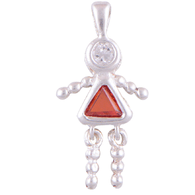 Orange Cubic Zirconia, White Cubic Zirconia 925 Sterling Silver Pendant - R3200082-133