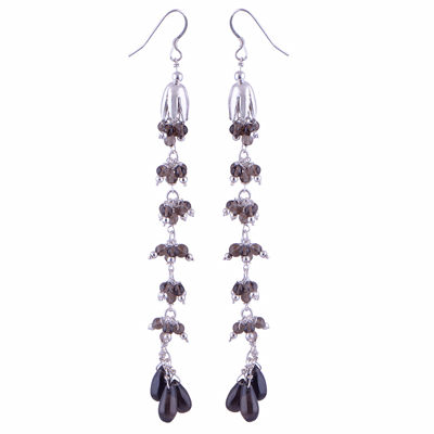 925 Sterling Silver Smoky Quartz Earrings - R1500248-5