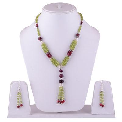 925 Sterling Silver Peridot, Garnet, Ruby Jewellery Set - R5000122-2