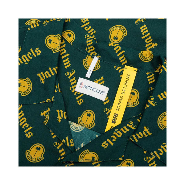 MONCLER X PALM ANGELS LOGO PRINT SHIRT YELLOW/GREEN