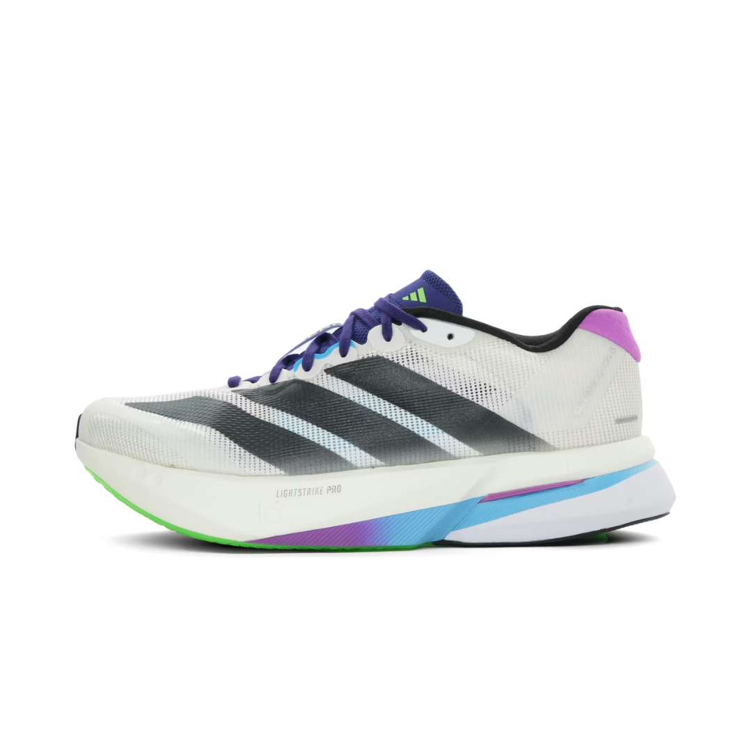 adidas Adizero Boston 13 Core White Core Black Lime Burst by ADIDAS RUNNING