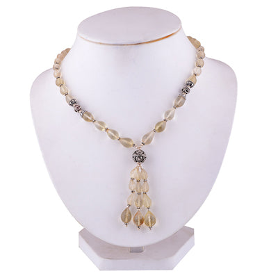 925 Sterling Silver Lemon Quartz Plain Gemstone Strings Necklace - R5700034-41