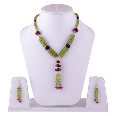925 Sterling Silver Peridot, Ruby, Garnet Jewellery Set - R5000173-11
