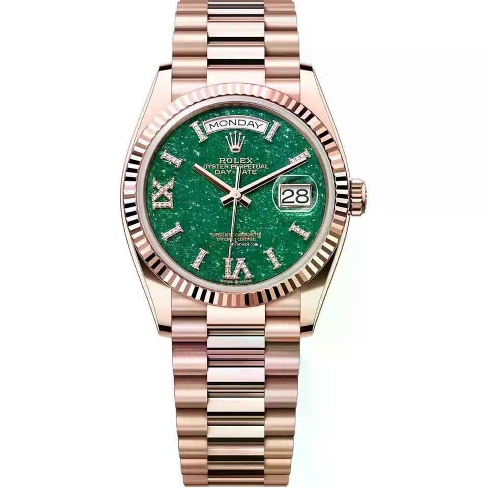 Men’s Rolex Day-Date 36 Ref. 128235 Rose Gold Aventurine Diamond Dial Automatic Watch