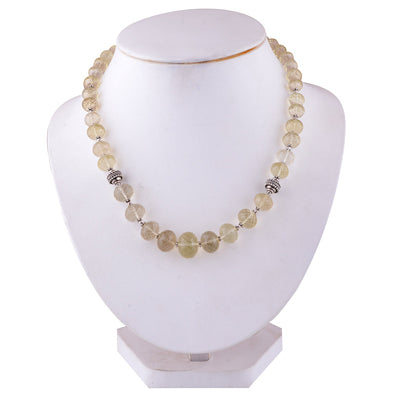 925 Sterling Silver Lemon Quartz Plain Gemstone Strings Necklace - R5700034-43