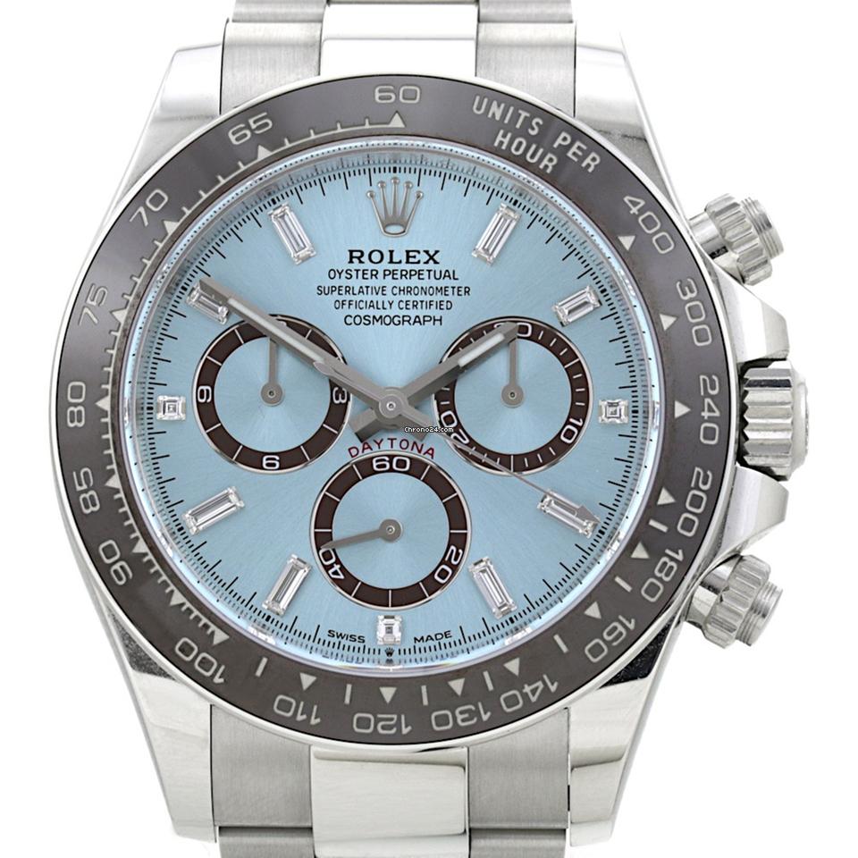 Men’s Rolex Daytona 126506 Ice Blue Baguette Dial Platinum Chronograph - Zeuskicks