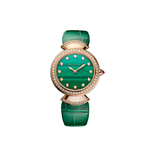 Divas’ Dream Rose Gold Diamond Malachite Watch