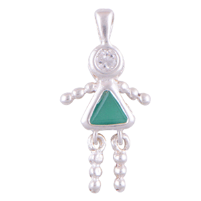 Green Cubic Zirconia, White Cubic Zirconia 925 Sterling Silver Pendant - R3200082-187