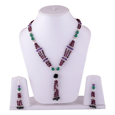925 Sterling Silver Amethyst, Green Onyx, Garnet, Black Onyx, Citrine Jewellery Set - R5000132-6