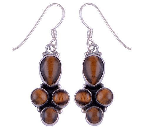 925 Sterling Silver Tiger's Eye Earrings - R1500256-44