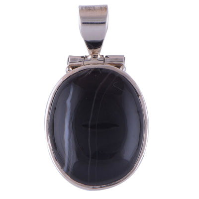 Black Striped Agate925 Sterling Silver Pendant - R100232-17