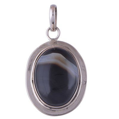Striped Onyx 925 Sterling Silver Pendant - R100378-31