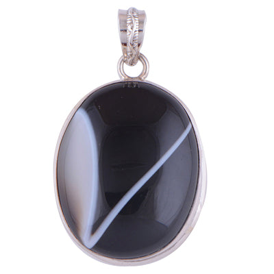 Striped Onyx 925 Sterling Silver Pendant - R100243-26
