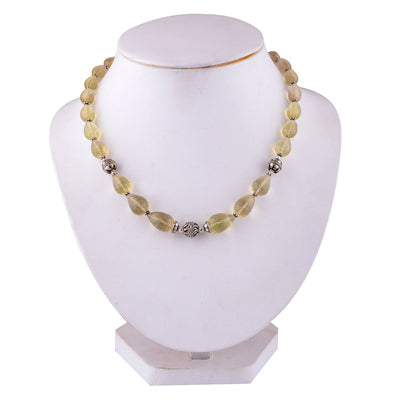 925 Sterling Silver Lemon Quartz Plain Gemstone Strings Necklace - R5700034-51