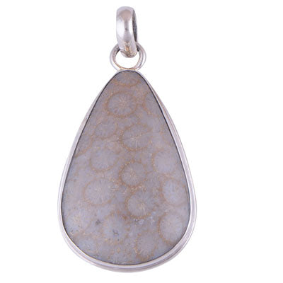 Fossil Coral 925 Sterling Silver Pendant - R100449-13