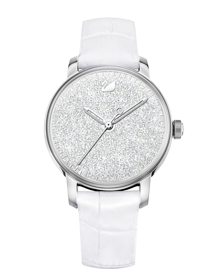 Swarovski Crystalline watch, Leather strap, White, Stainless Steel — product photo (5295383)