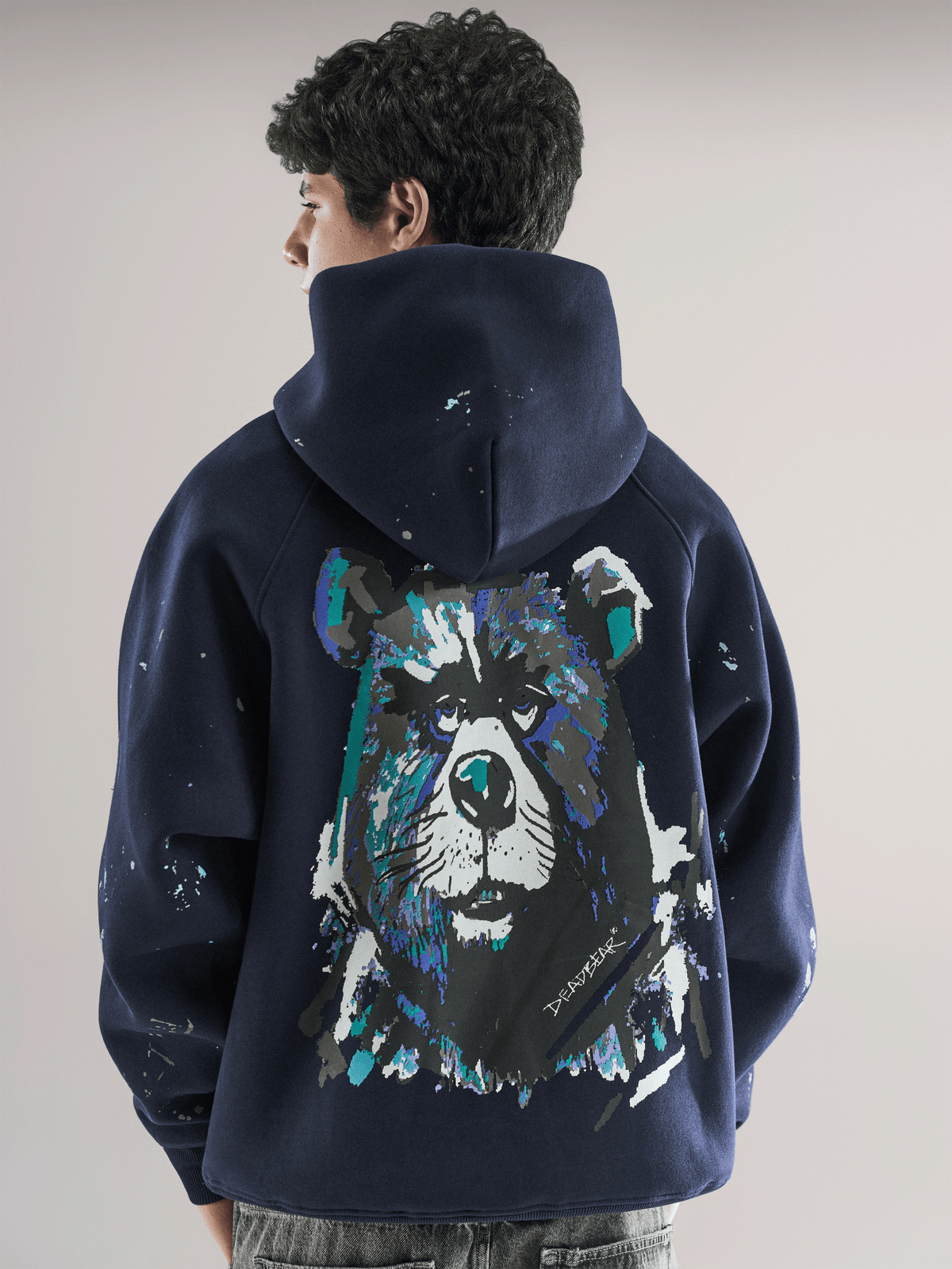 Grumpy Bear Hoodie Navy by DEADBEAR