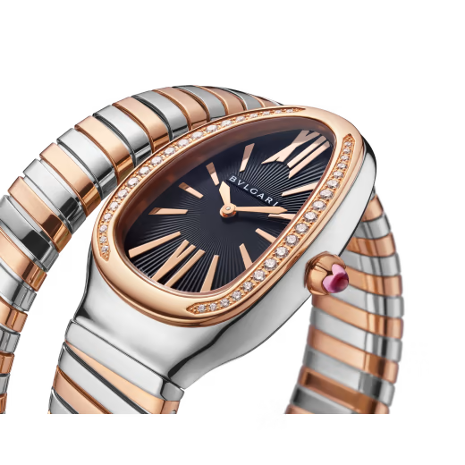 Serpenti Tubogas Rose Gold Diamond Black Watch