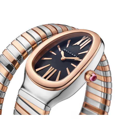 Serpenti Tubogas Rose Gold Steel Black Dial Watch