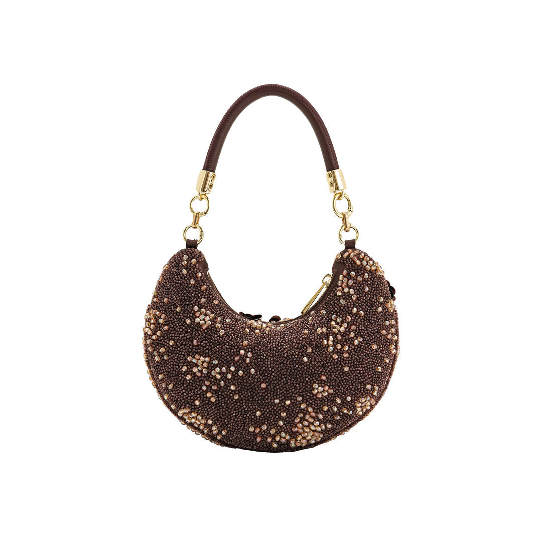 JW PEI Livia Beaded Floral Hobo Bag - Brown by JW PEI