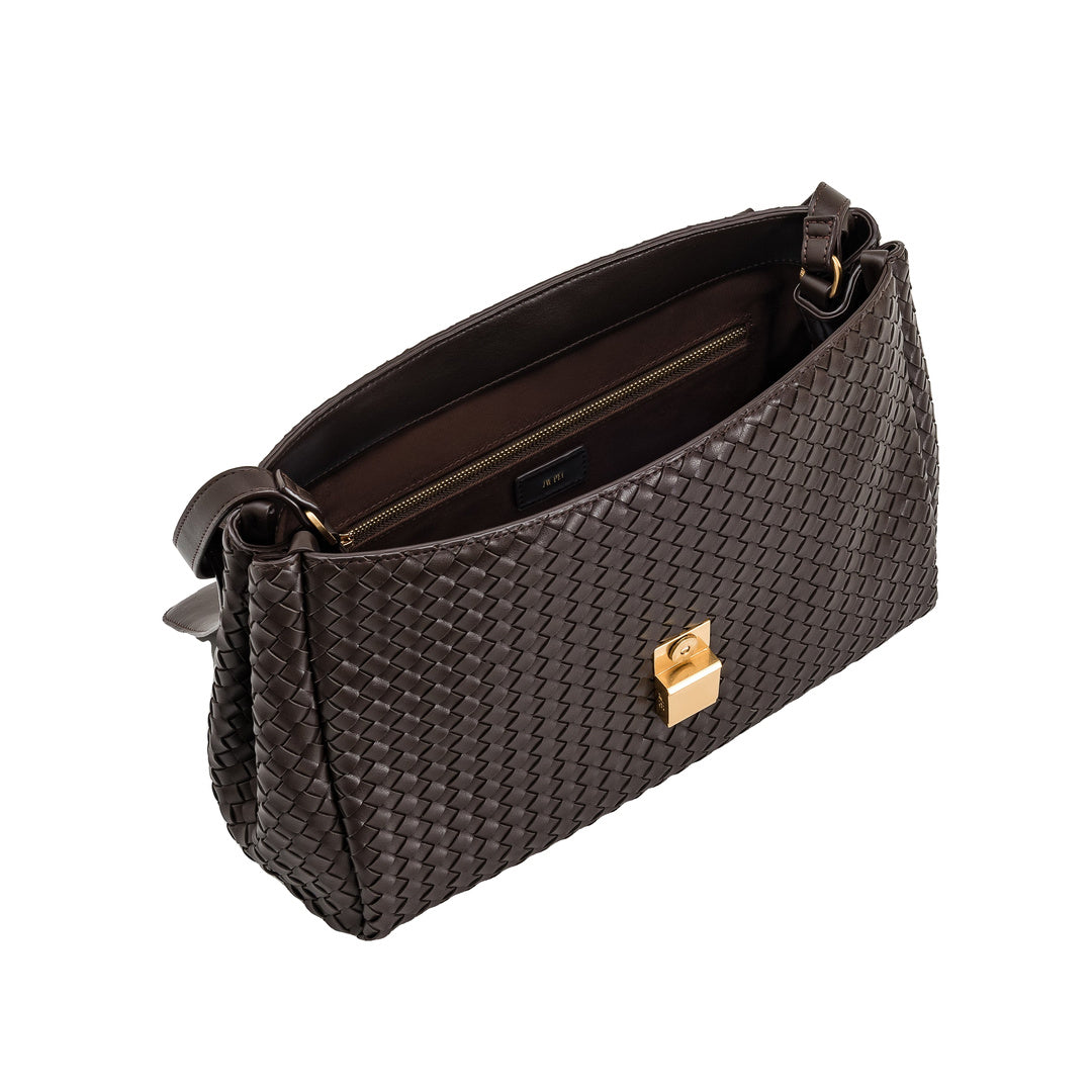 JW PEI Hilary Woven Shoulder Bag - Dark Brown by JW PEI