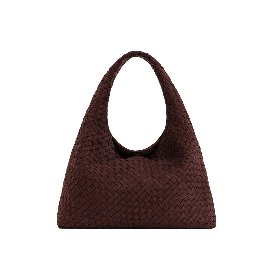JW PEI Laura Faux Suede Woven Shoulder Bag - Dark Brown by JW PEI