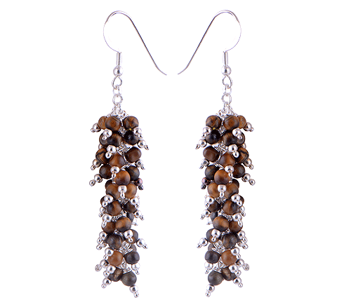 925 Sterling Silver Tiger's Eye Earrings - R1500243-6