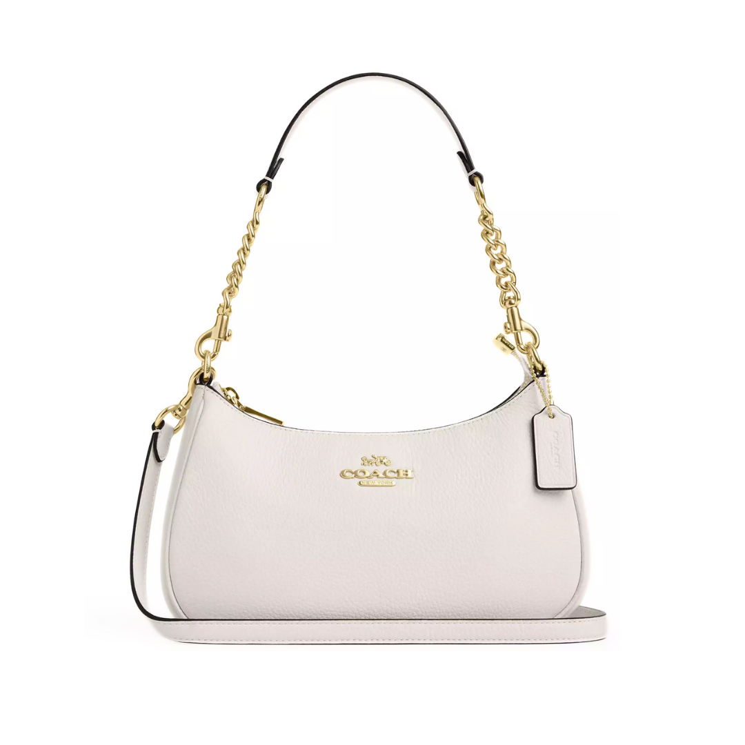 COACH Teri Shoulder Bag pebbled leather Gold Chalk by COACH