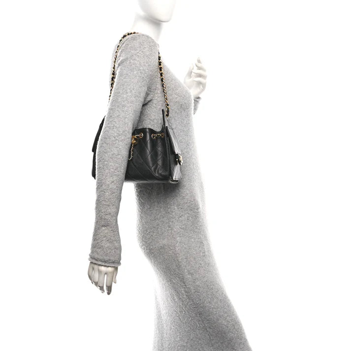 Chanel Mini 25 Handbag – Quilted Caviar Leather in Black with Gold Hardware - Zeuskicks