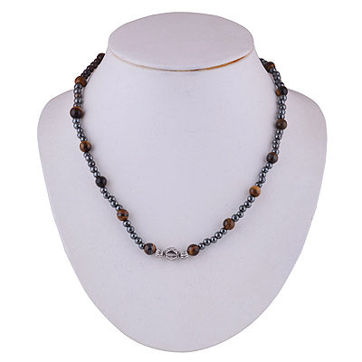 925 Sterling Silver Black Spinel, Tiger's Eye Necklace - R6800000-38