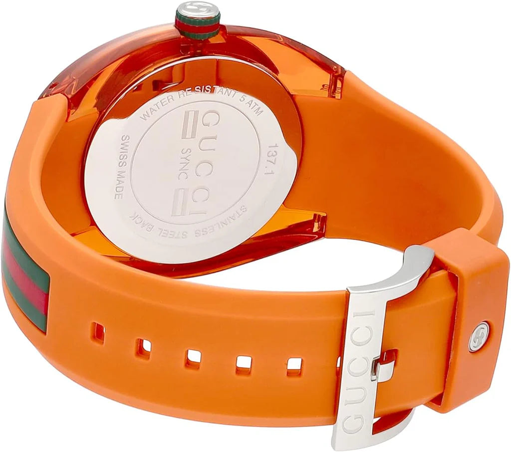 Men's Gucci YA137108 Orange Rubber Strap Watch