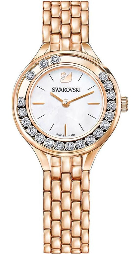 Swarovski Lovely Crystals mini watch, Swiss Made, Metal bracelet, White, Rose Gold — product photo (5261496)