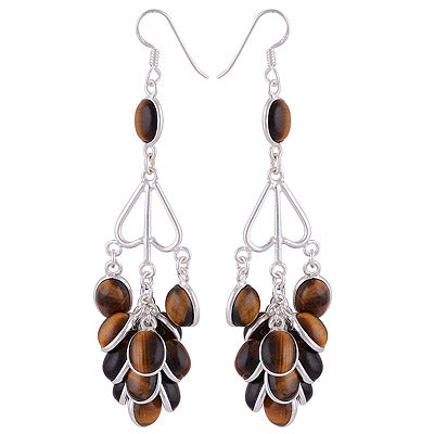 925 Sterling Silver Tiger's Eye Earrings - R2200002-602