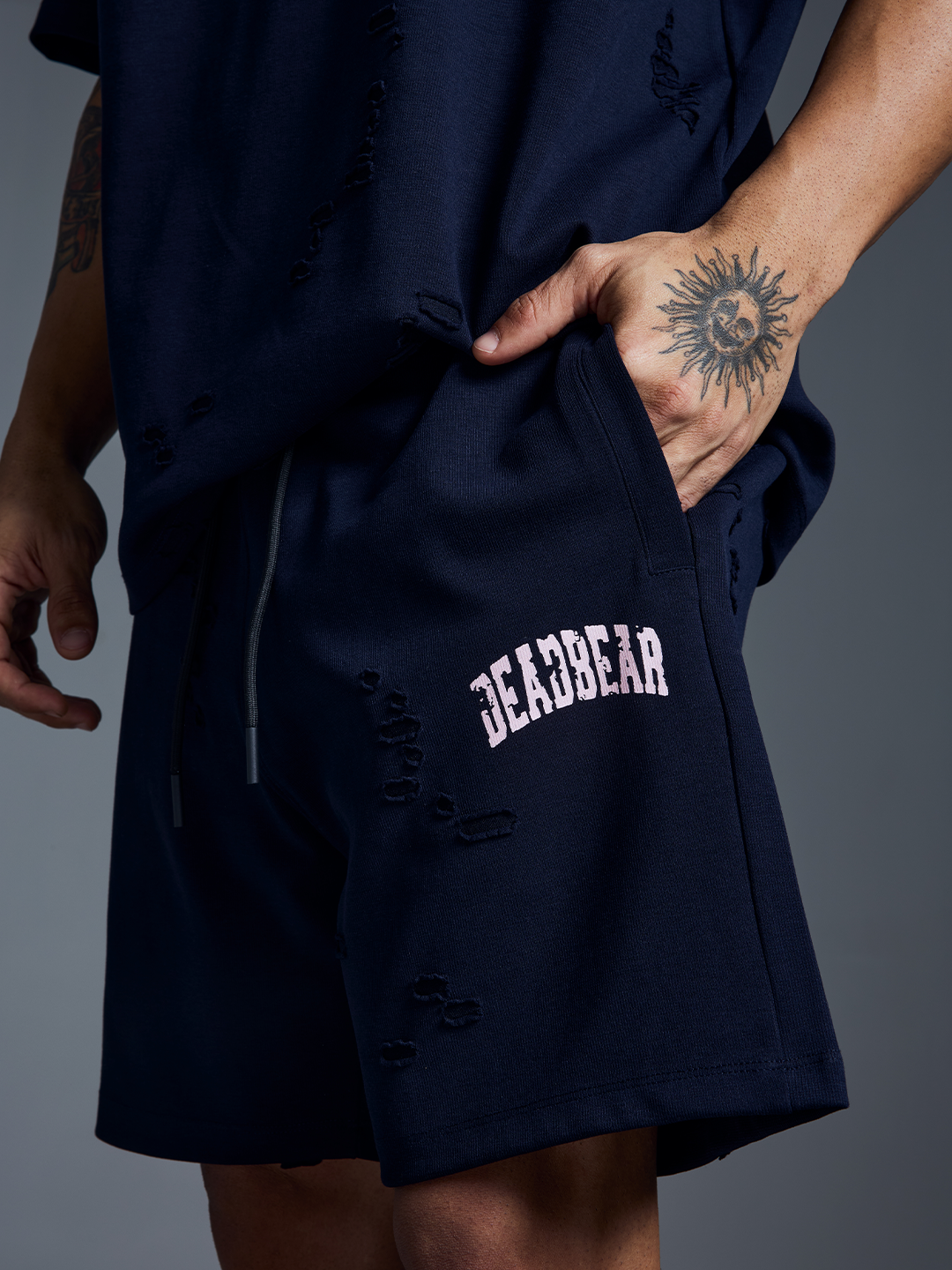 Distressed Navy Shorts by DEADBEAR