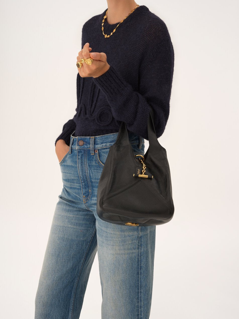 CHLOE Small Chloé Balloon bag in grained leather Black by CHLOE