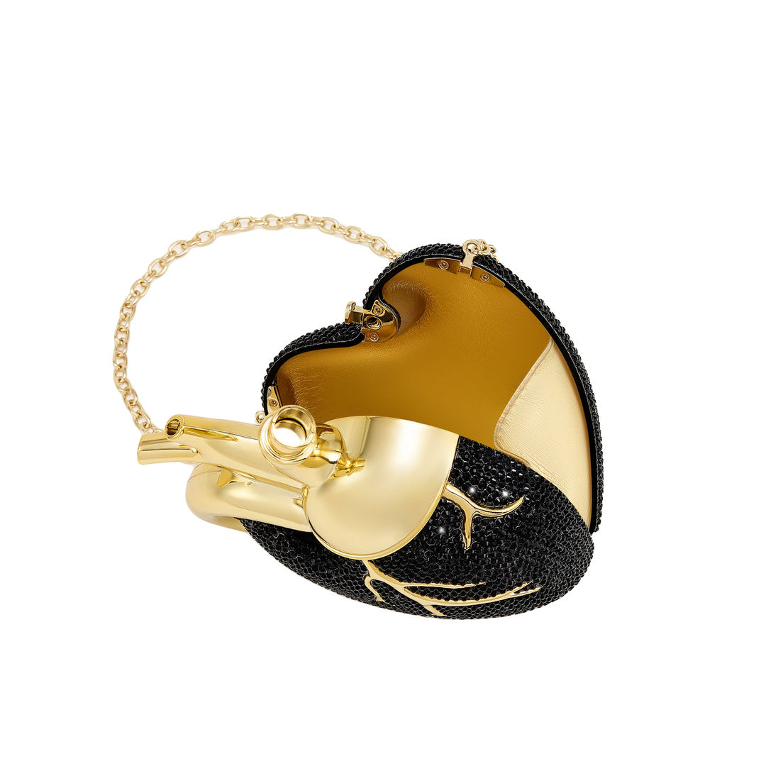 JW PEI Maren Artificial Crystal Heart Shaped Bag - Black Gold by JW PEI
